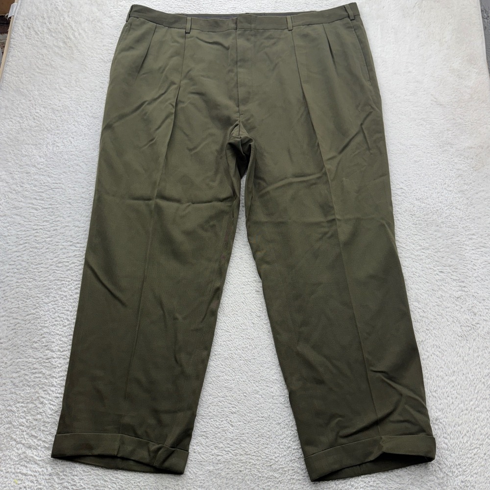 Polo Ralph Lauren Mens Olive Green Double Pleated Cuffed Trousers Pants 44x30